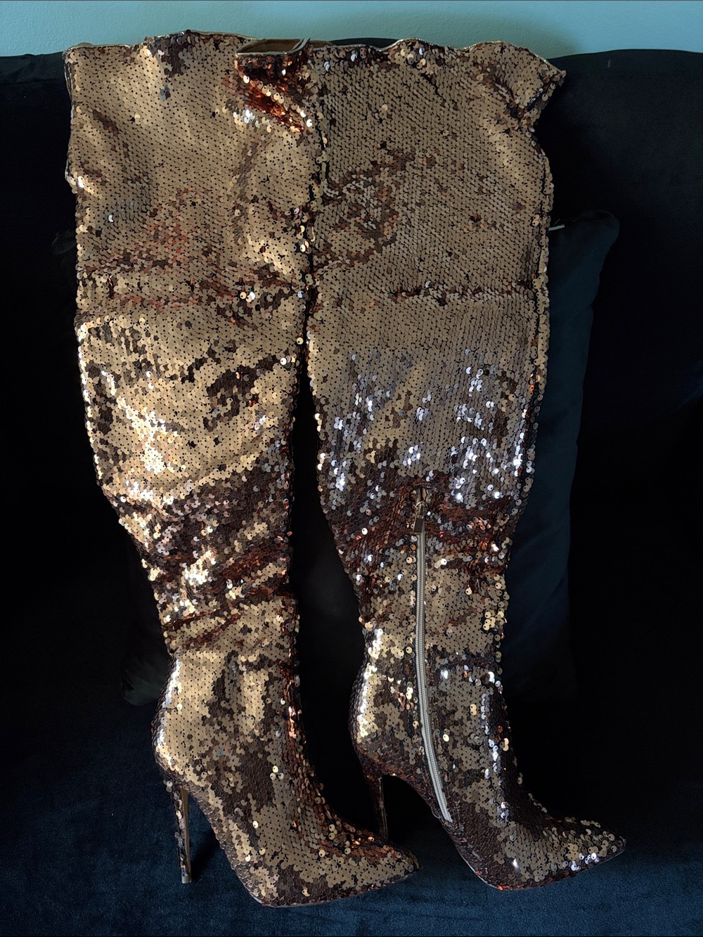 BRAND NEW- Rose Gold Sequin thigh-high 3 1/2 inch high-Brand New!